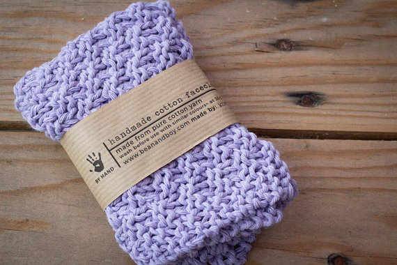 handmade cotton facecloth lavender